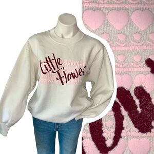 v i n t a g e :: Little Flower Puffy Hearts Retro Kawaii Sweatshirt